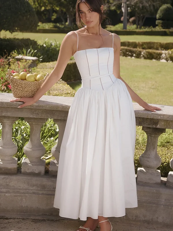 Robe blanche longue dos nu 1