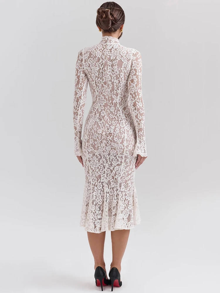 Robe dentelle longue blanche