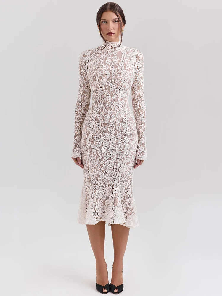 Robe dentelle longue blanche