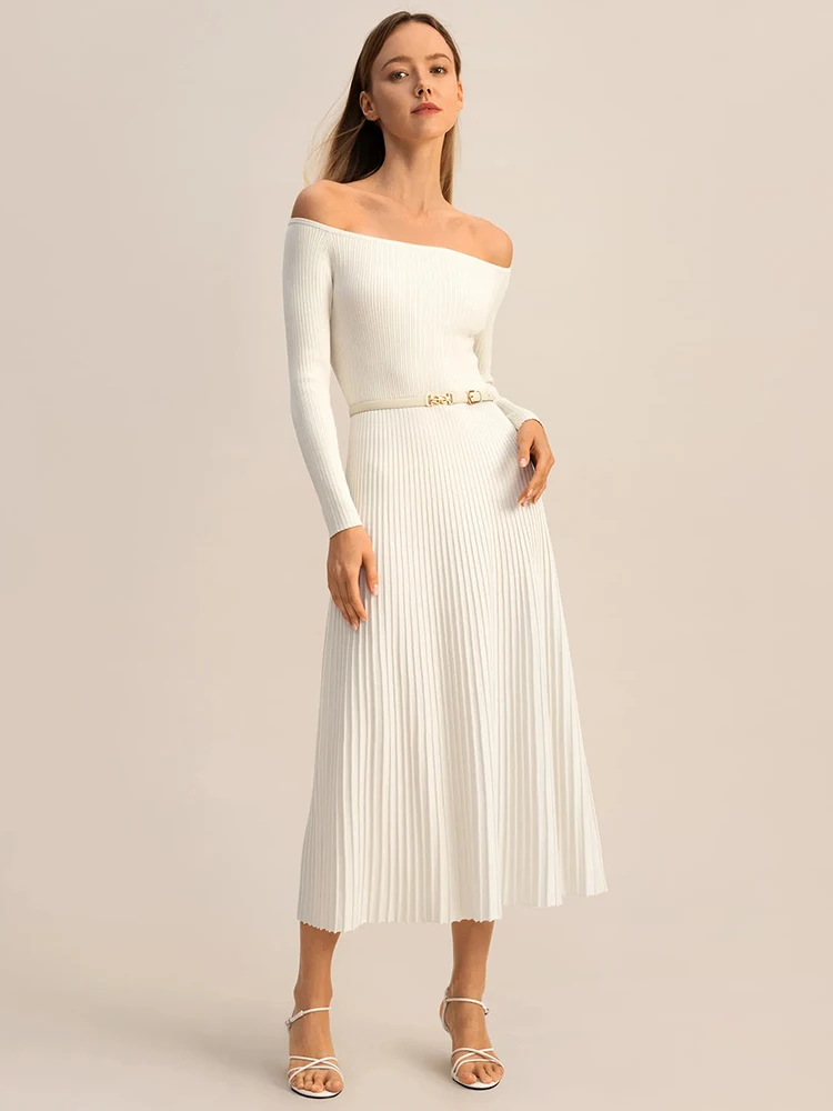 Robe maxi en tricot à manches