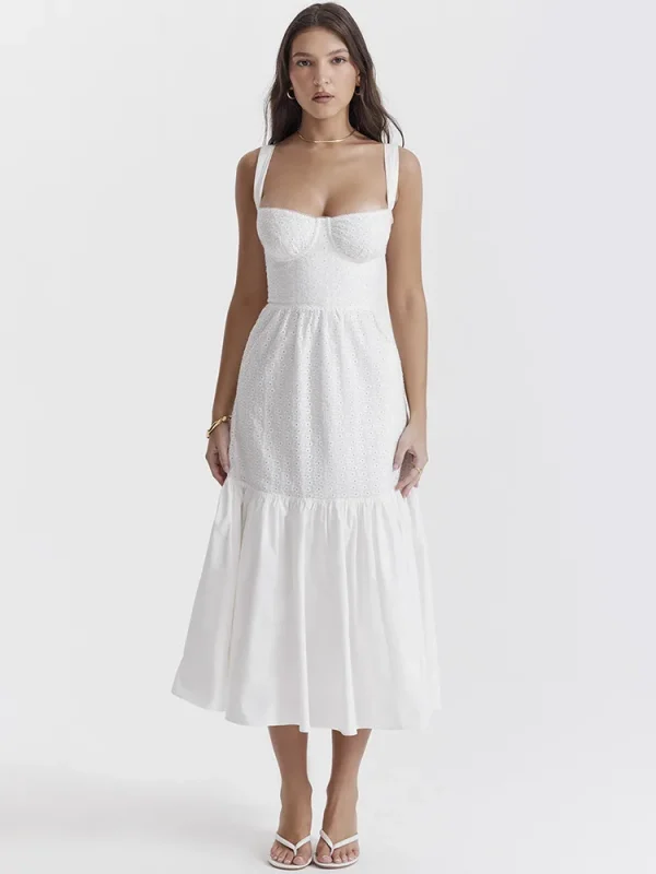Robe mi-longue blanche dos nu 1