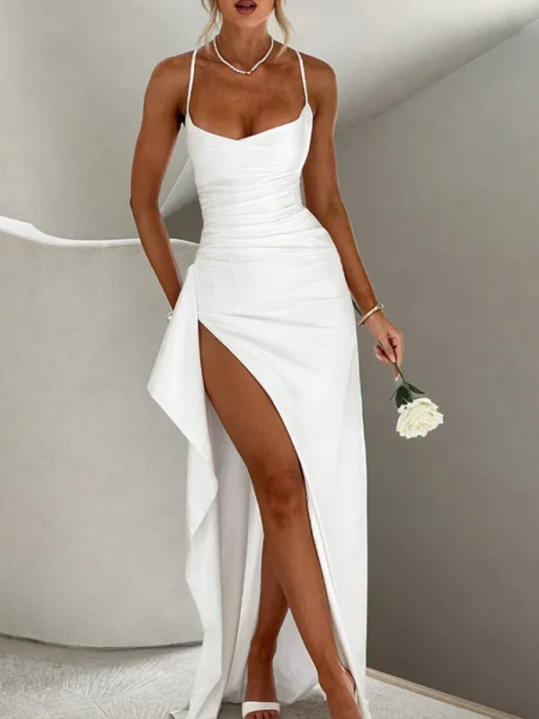 Robe Longue Satin Blanche