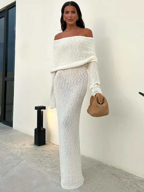 Robe longue en tricot sans bretelles 1