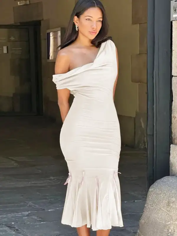 Robe Mi-Longue à Lacets pour Femme