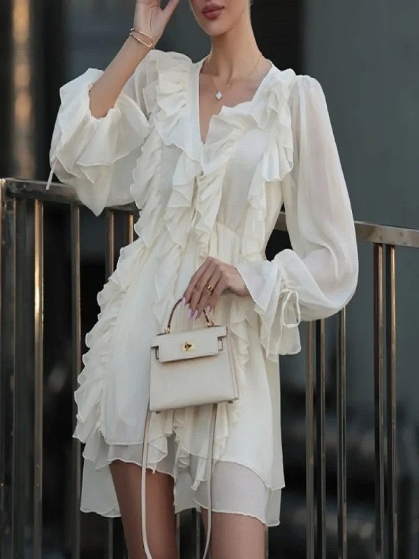 Mini robe à lacets à volants pour femmes (Copie)